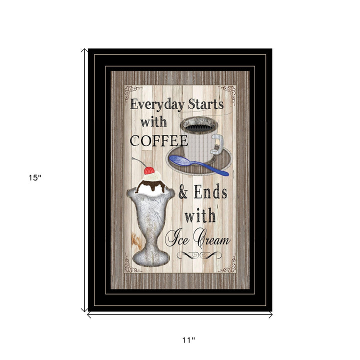 Everyday Starts with Coffee 2 Black Framed Print Wall Art