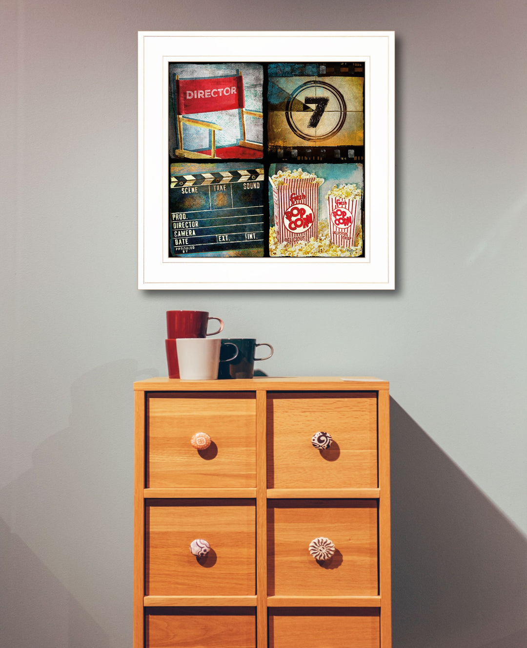 At The Movies 3 White Framed Print Wall Art