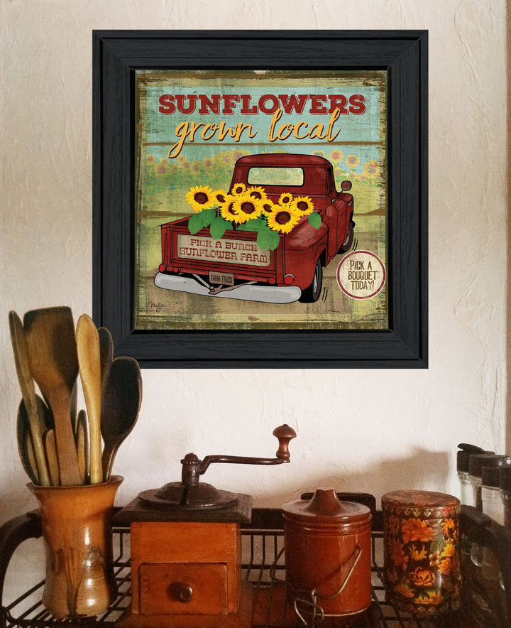 Sunflowers from the Farm 3 Black Framed Print Wall Art