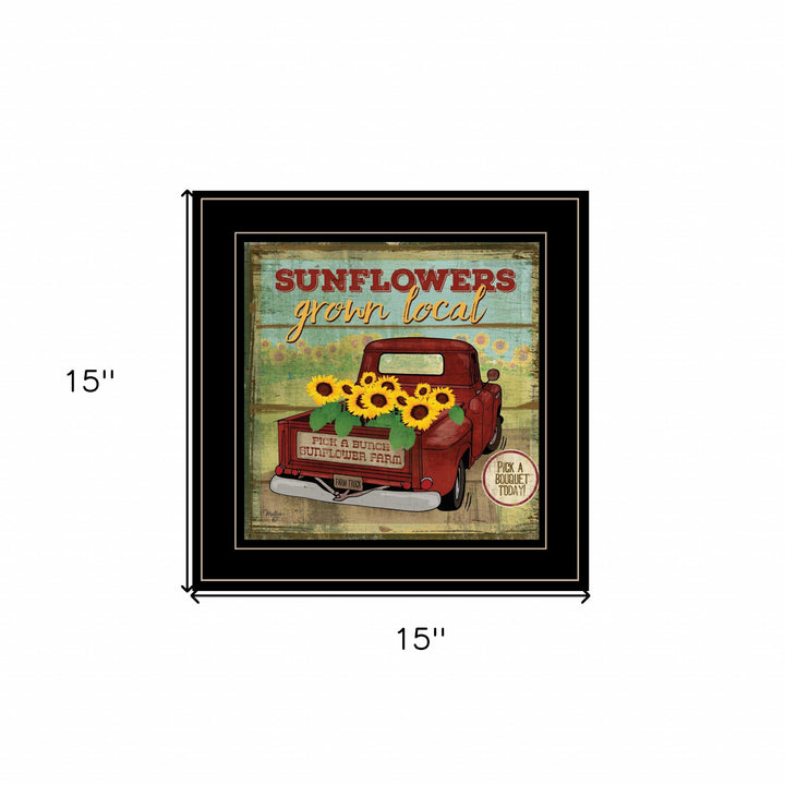 Sunflowers from the Farm 4 Black Framed Print Wall Art