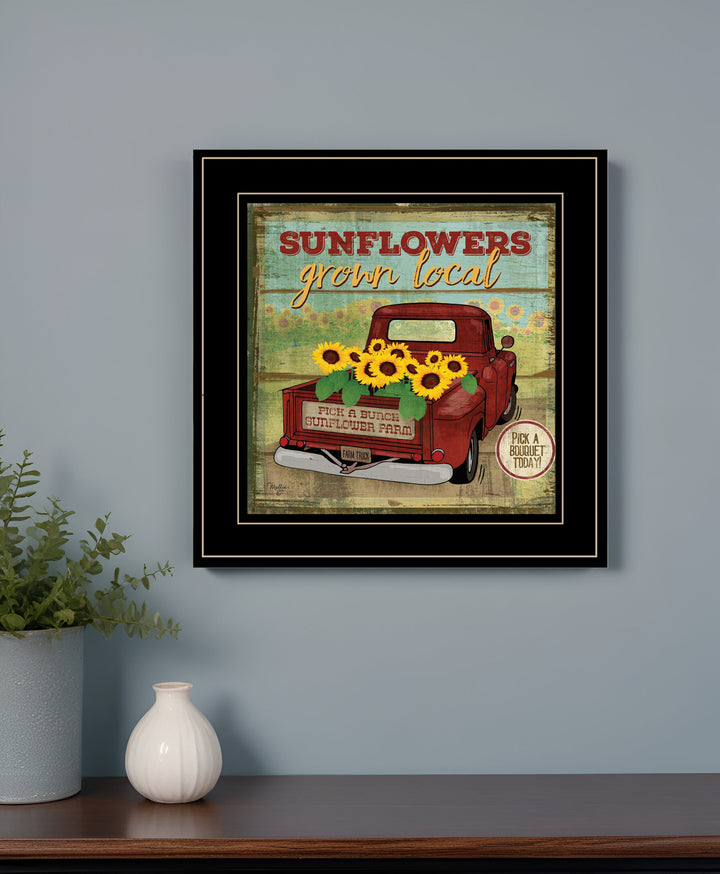 Sunflowers from the Farm 4 Black Framed Print Wall Art