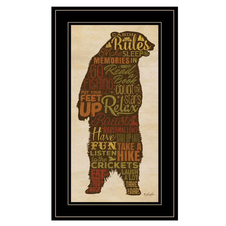 Cabin Rules 5 Black Framed Print Wall Art