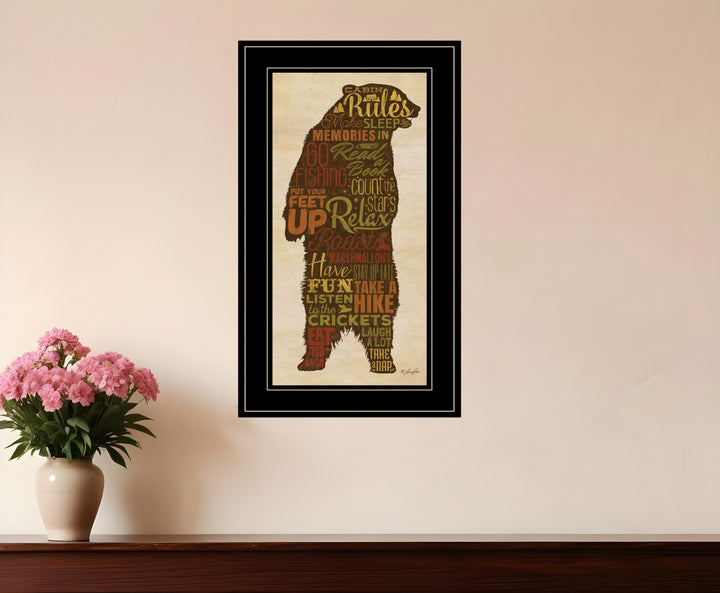 Cabin Rules 5 Black Framed Print Wall Art