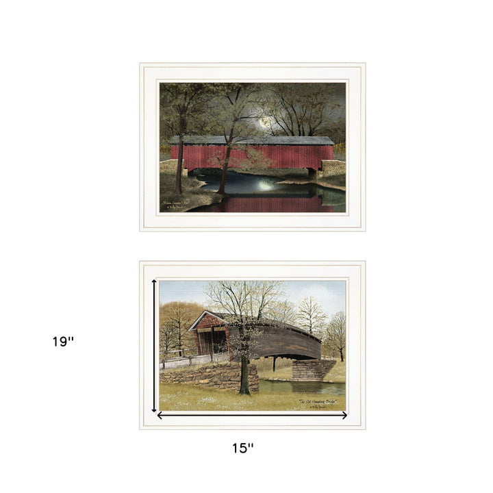 Set Of Two Bridges of 1 White Framed Print Wall Art