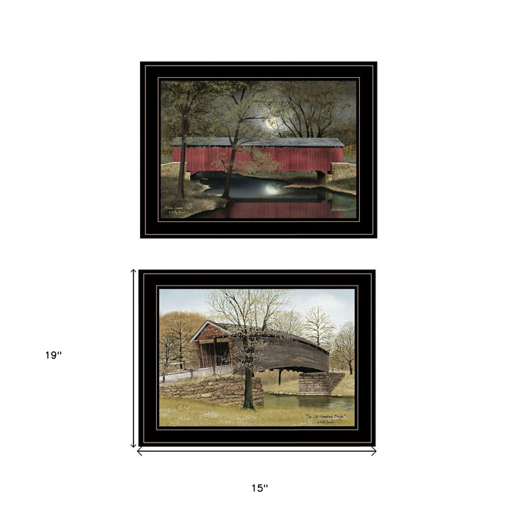 Set Of Two Bridges of 2 Black Framed Print Wall Art