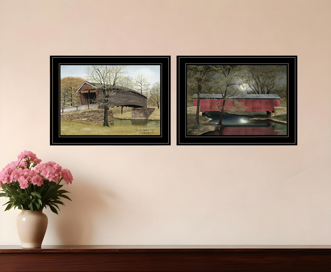 Set Of Two Bridges of 2 Black Framed Print Wall Art