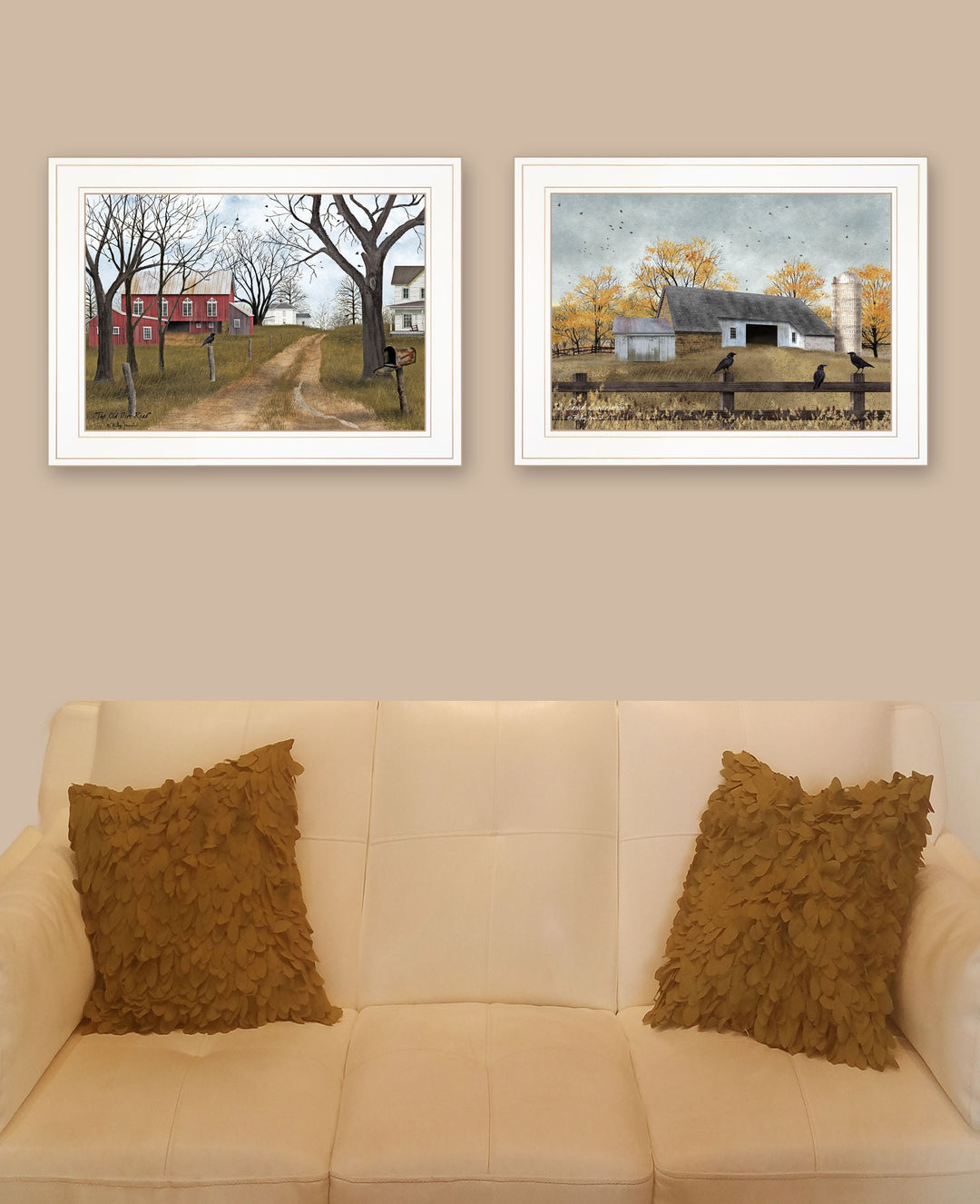 Set Of Two Country Roads 1 White Framed Print Wall Art