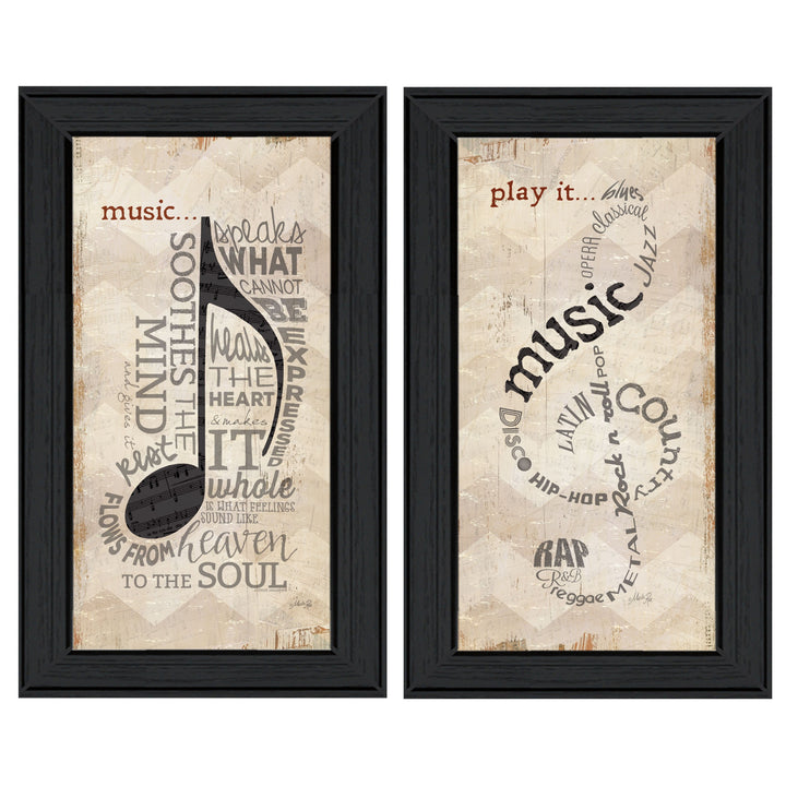 Set Of Two Music 8 Black Framed Print Wall Art