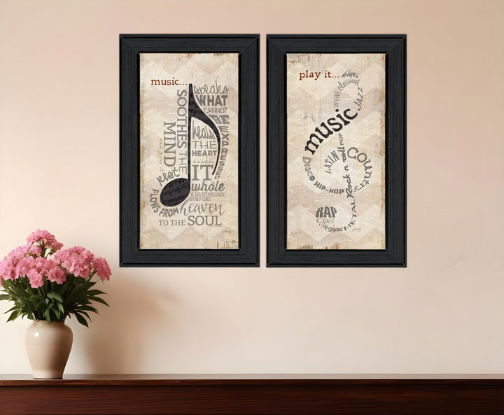 Set Of Two Music 8 Black Framed Print Wall Art