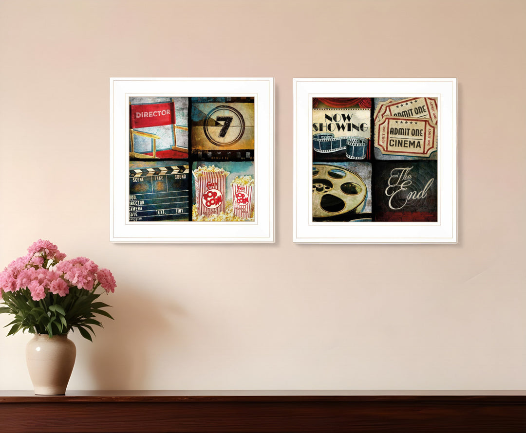 Set Of Two At The Movies 1 White Framed Print Wall Art