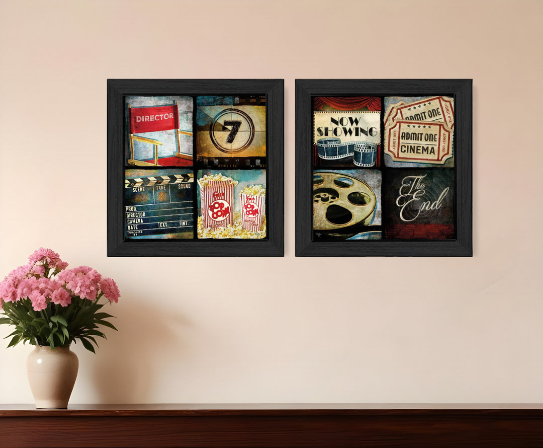 Set Of Two At The Movies 2 Black Framed Print Wall Art