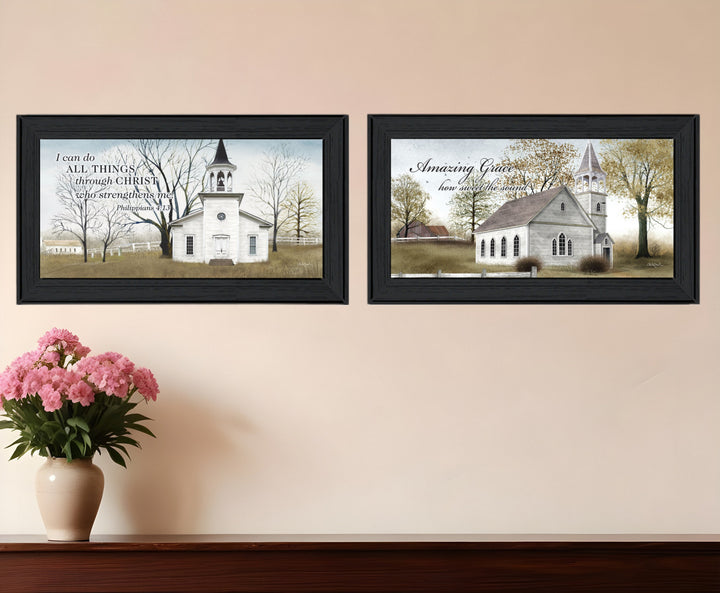 Set Of Two Amazing Grace 3 Black Framed Print Wall Art