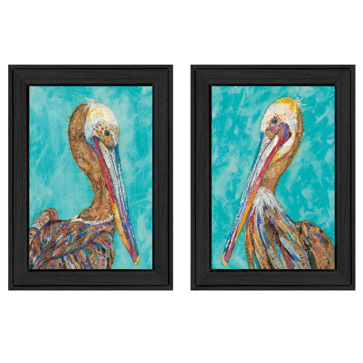 Set Of Two Pelicans 2 Black Framed Print Wall Art