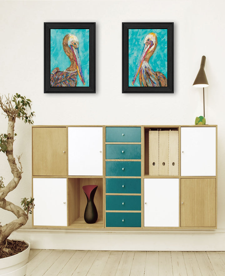 Set Of Two Pelicans 2 Black Framed Print Wall Art