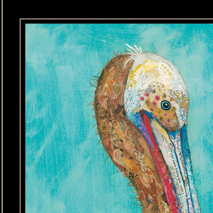 Set Of Two Pelicans Teal Black Framed Print Wall Art