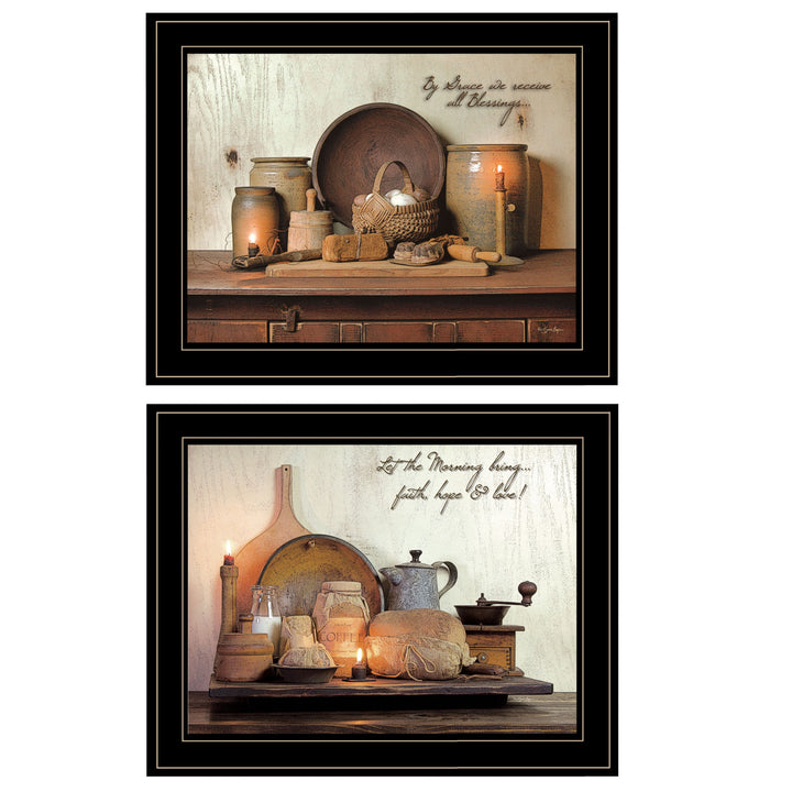 Set Of Two By Grace 3 Black Framed Print Kitchen Wall Art