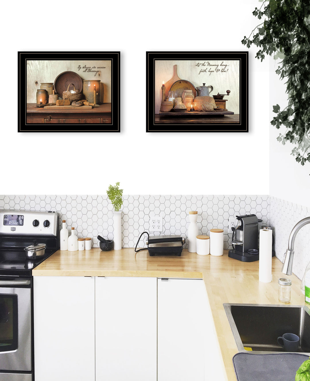 Set Of Two By Grace 3 Black Framed Print Kitchen Wall Art