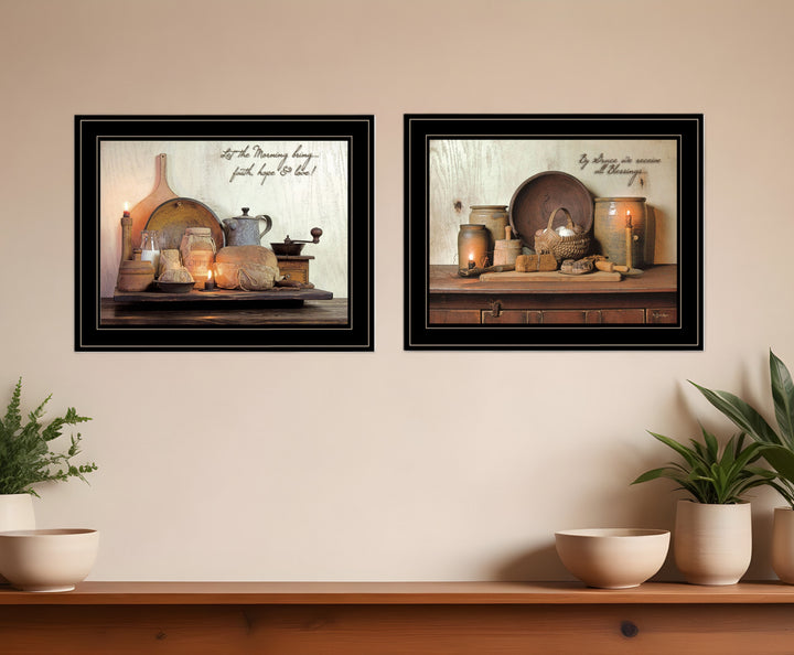 Set Of Two By Grace 3 Black Framed Print Kitchen Wall Art