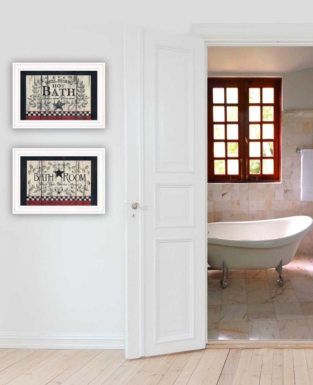 Set Of Two Hot Bath 4 White Framed Print Bathroom Wall Art