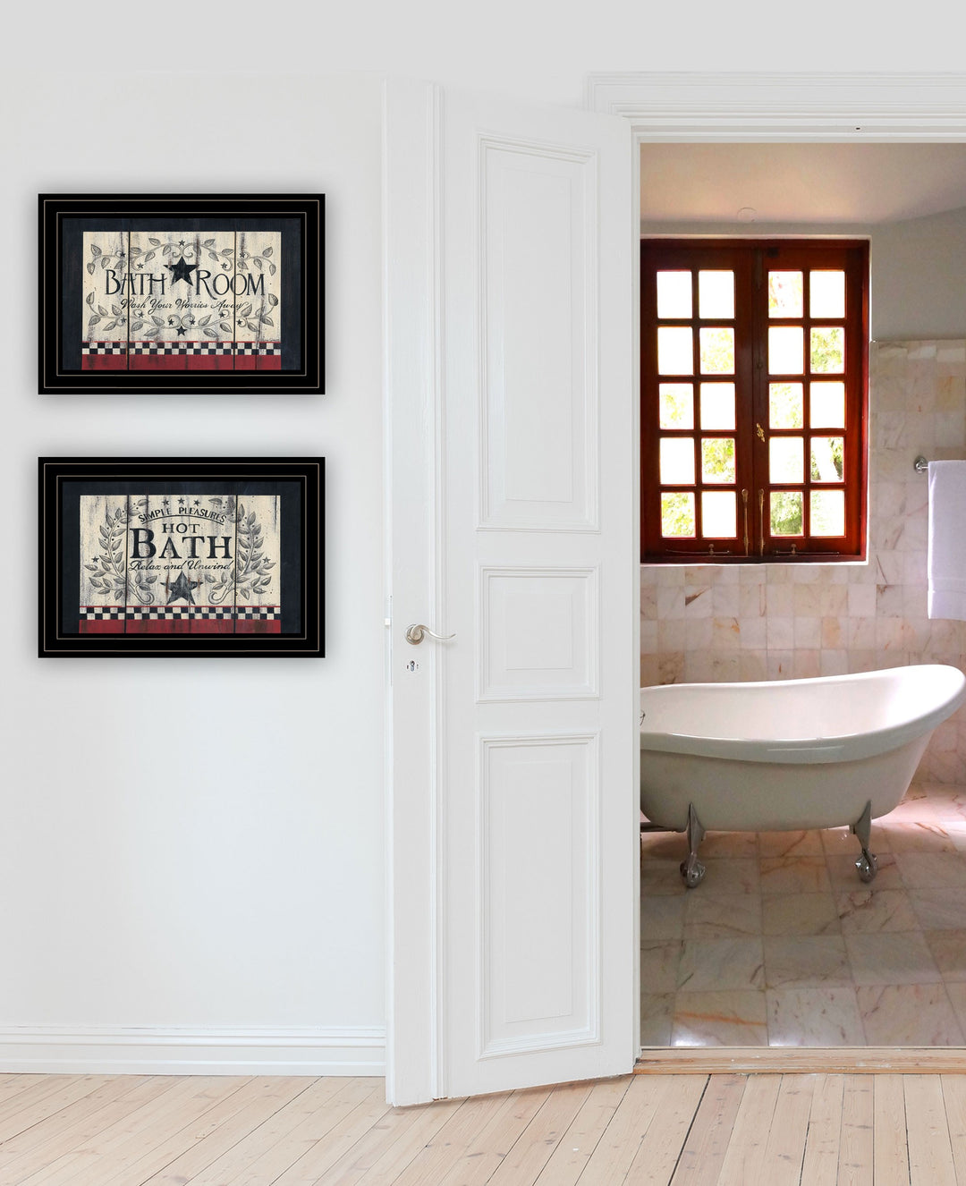 Set Of Two Hot Bath Black Framed Print Bathroom Wall Art