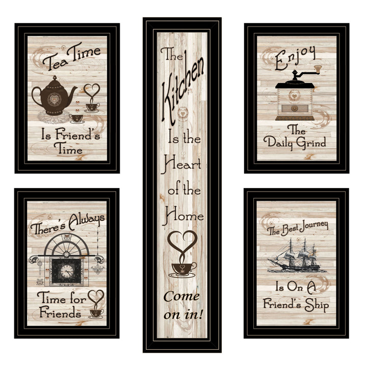 Set Of Five Kitchen Friendship Black Framed Print Kitchen Wall Art