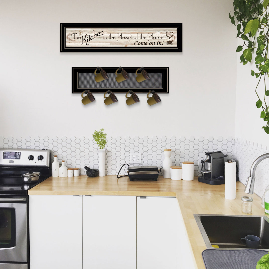 Set Of Two Kitchen Print and Mug Rack Kitchen Wall Art