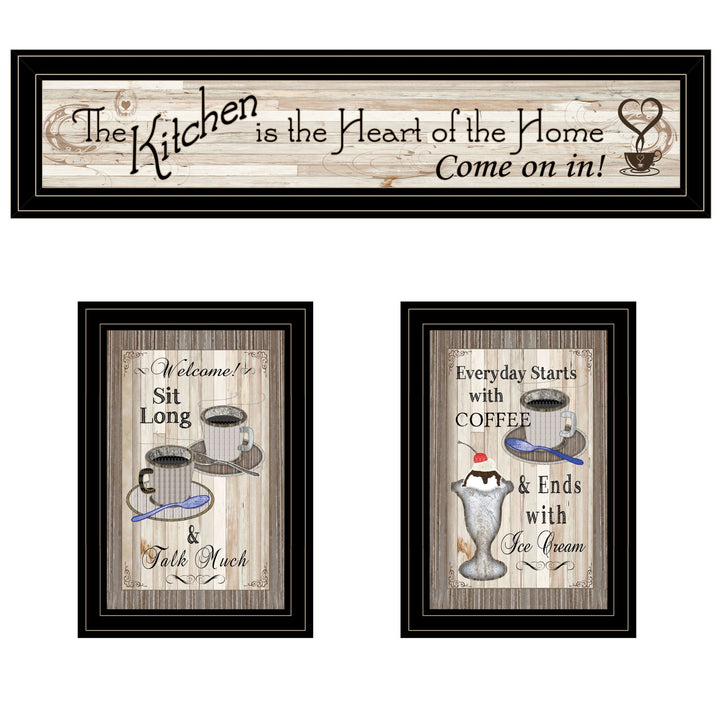 Set Of Three Kitchen Come In Black Framed Print Kitchen Wall Art