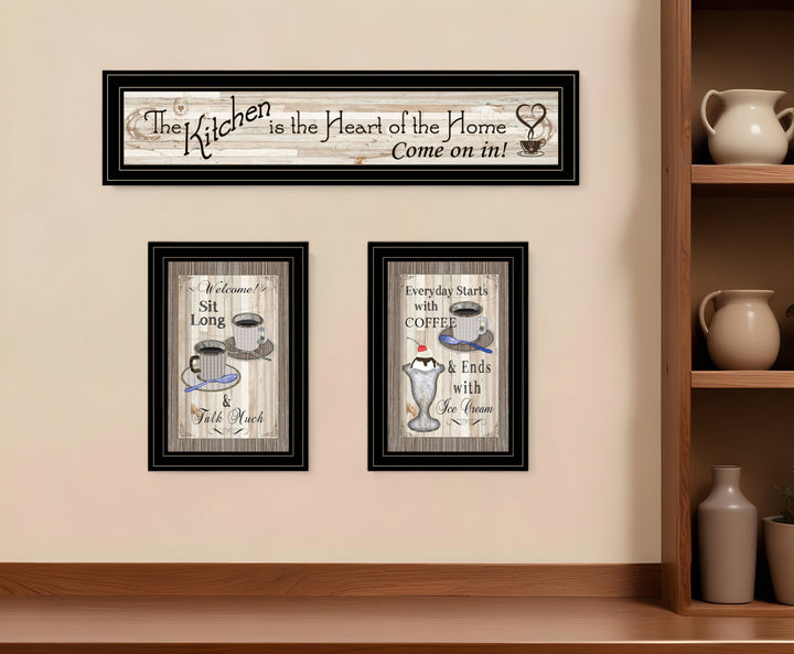 Set Of Three Kitchen Come In Black Framed Print Kitchen Wall Art