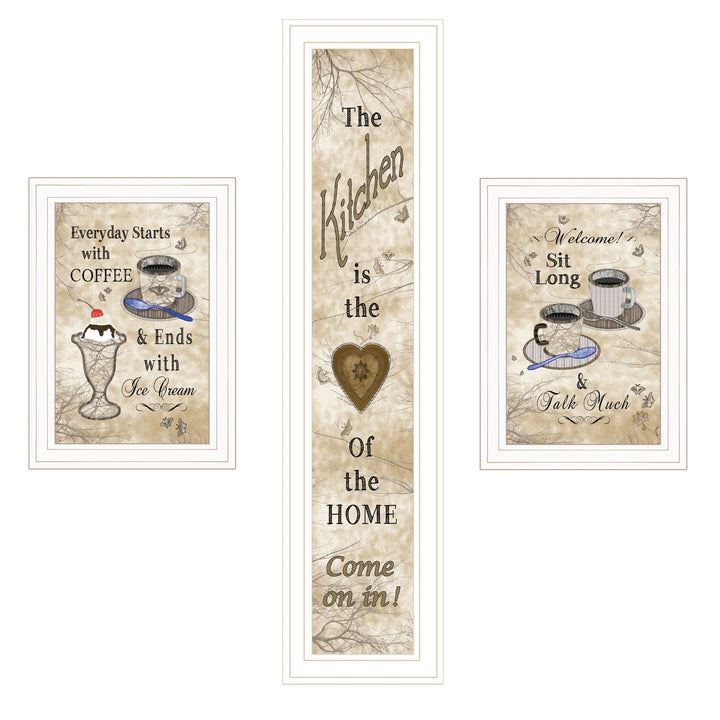 Set Of Three Love of Nature Kitchen White Framed Print Kitchen Wall Art