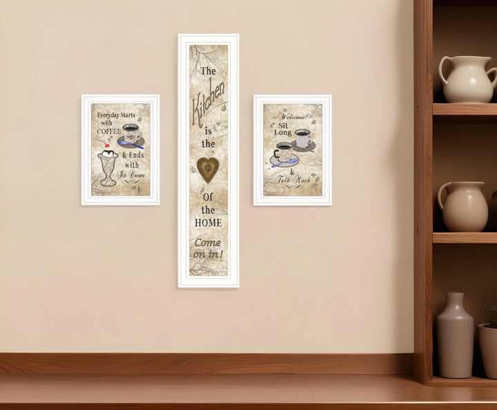 Set Of Three Love of Nature Kitchen White Framed Print Kitchen Wall Art