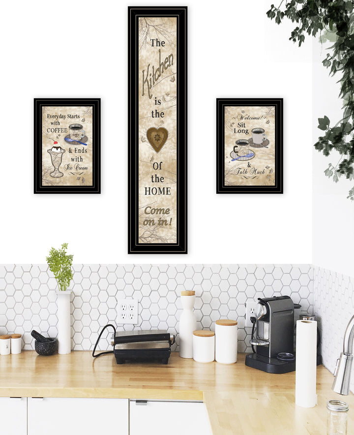 Set Of Three Love of Nature Kitchen Black Framed Print Kitchen Wall Art