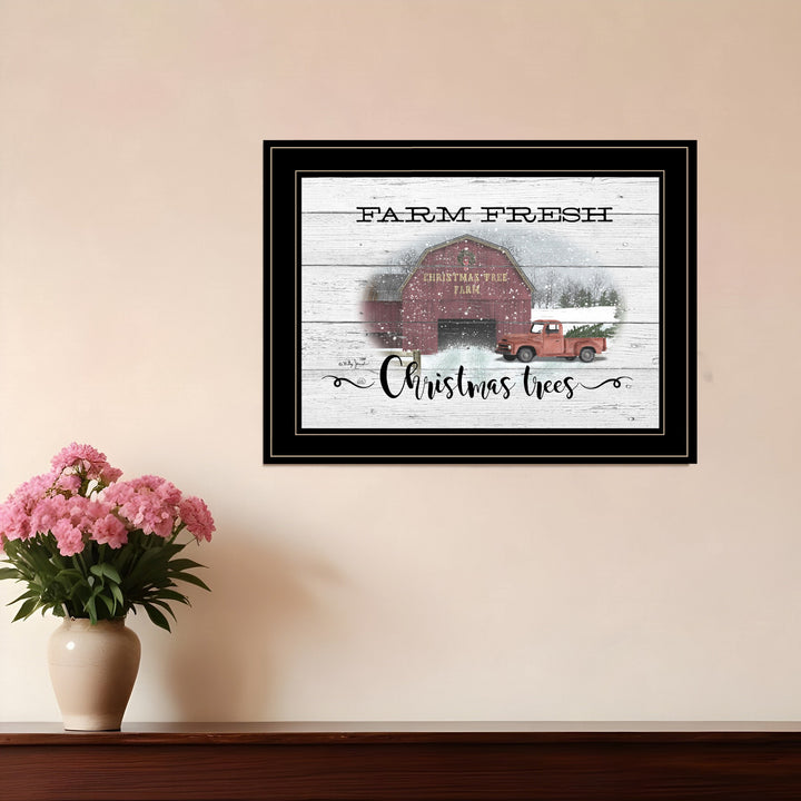 Farm Fresh Christmas Trees 3 Black Framed Print Wall Art