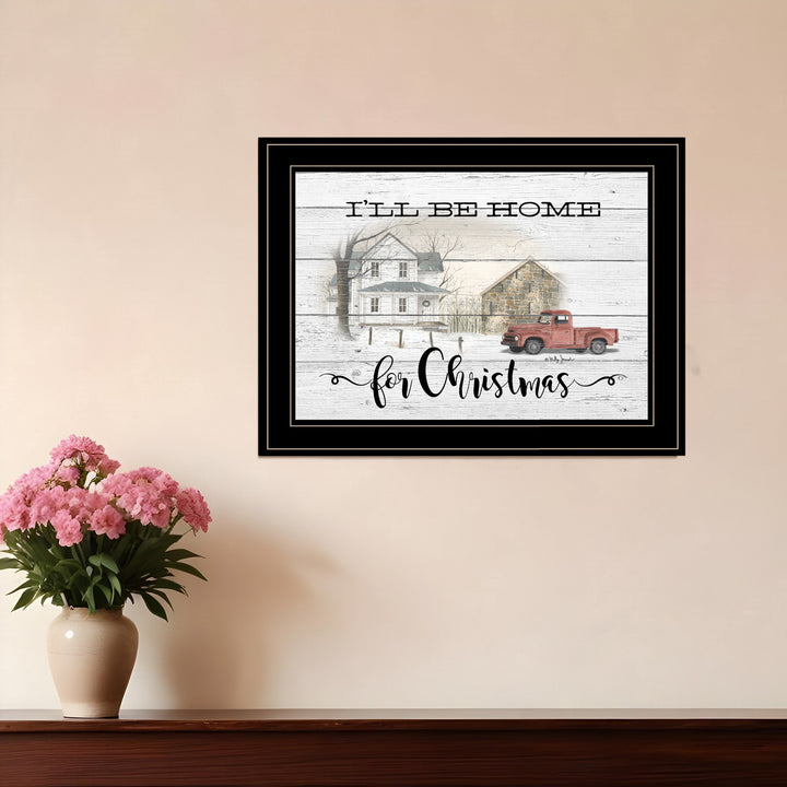 Ill be home for Christmas 3 Black Framed Print Wall Art