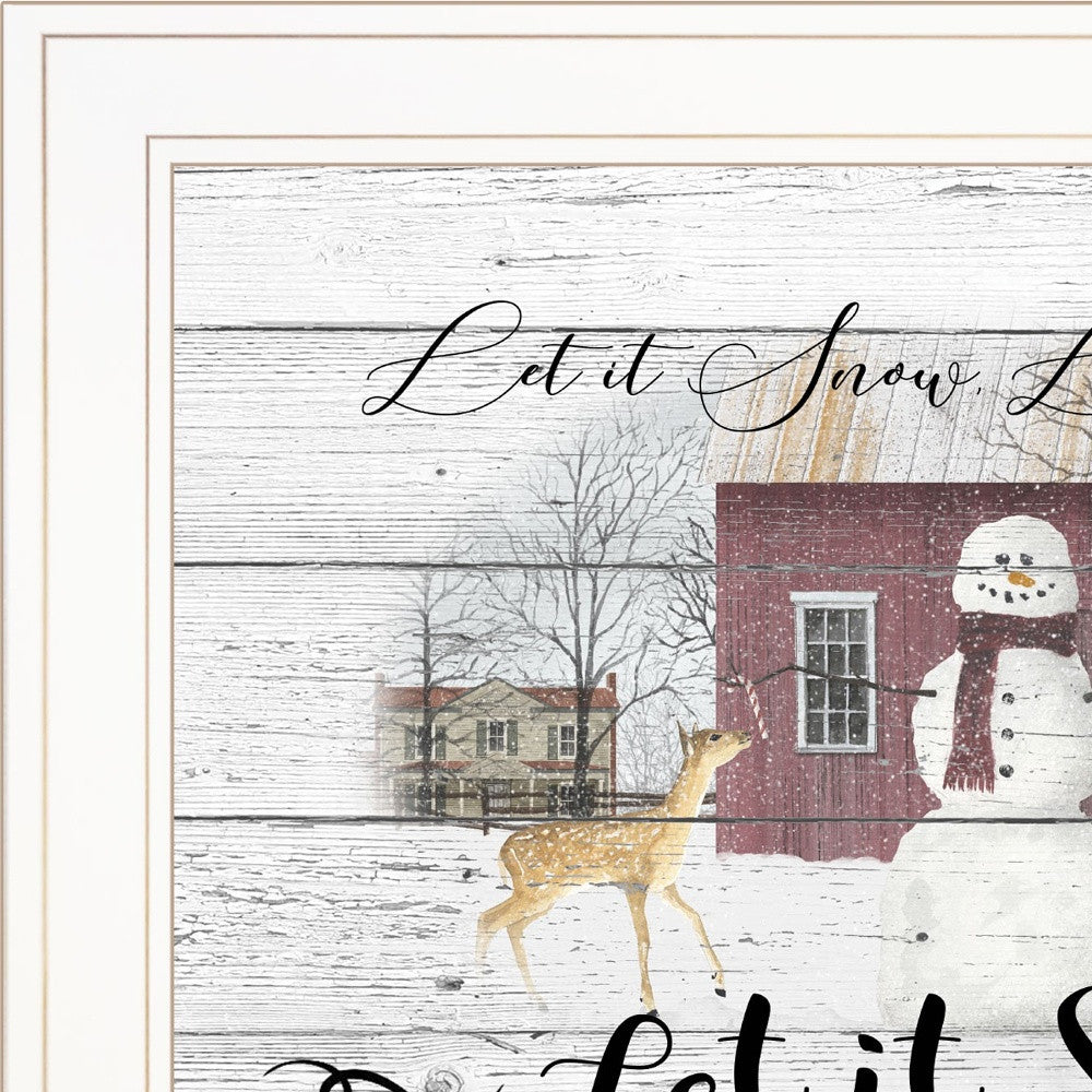 Let It Snow 2 White Framed Print Wall Art