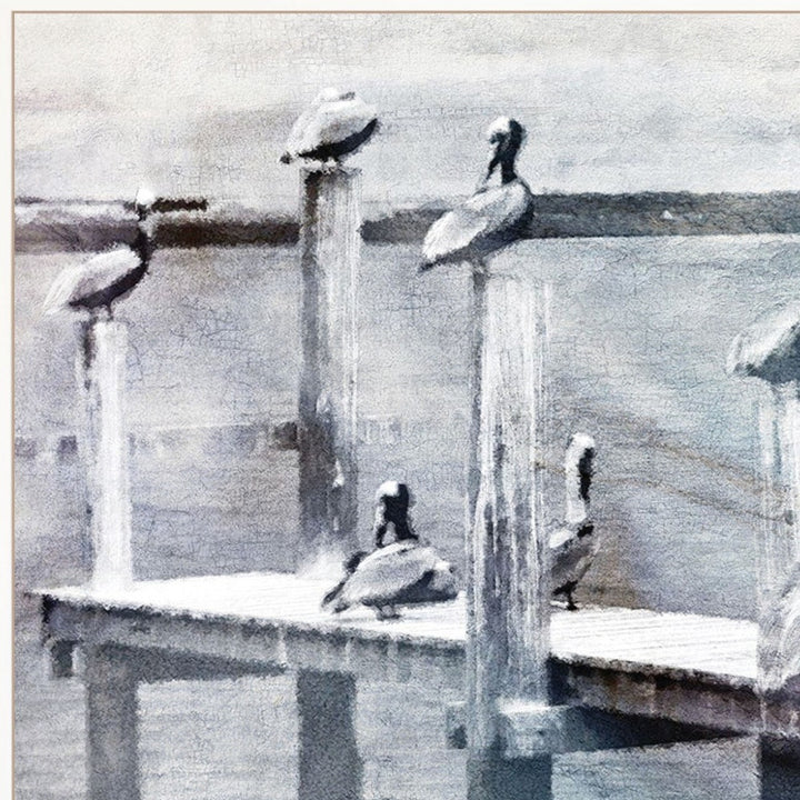 Birds on a Pier 2 White Framed Print Kitchen Wall Art