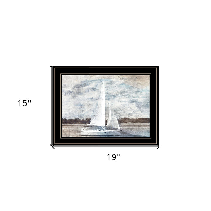 Sailboat on Water 3 Black Framed Print Wall Art