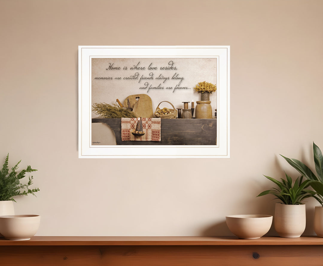 Home is Where Love Resides 1 White Framed Print Kitchen Wall Art