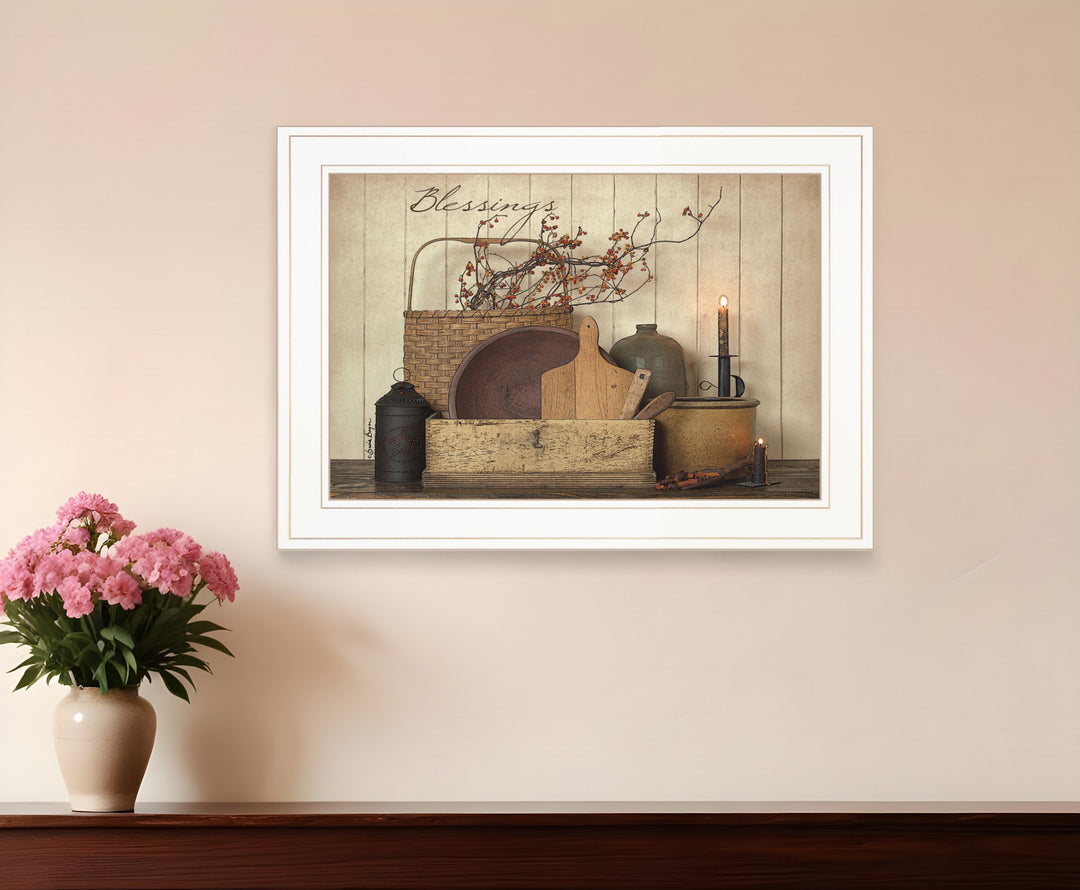 Count your Blessing 1 White Framed Print Wall Art