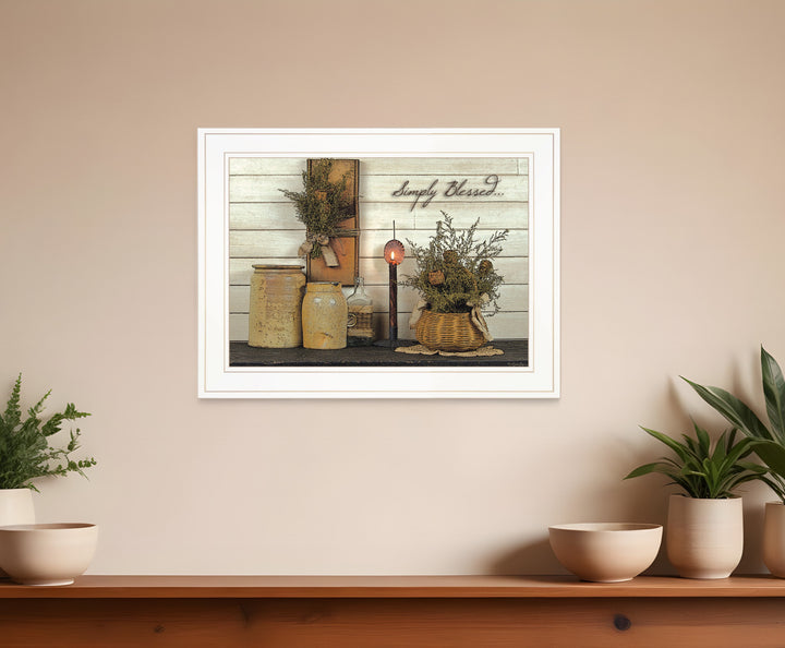 Simply Blessed 1 White Framed Print Kitchen Wall Art