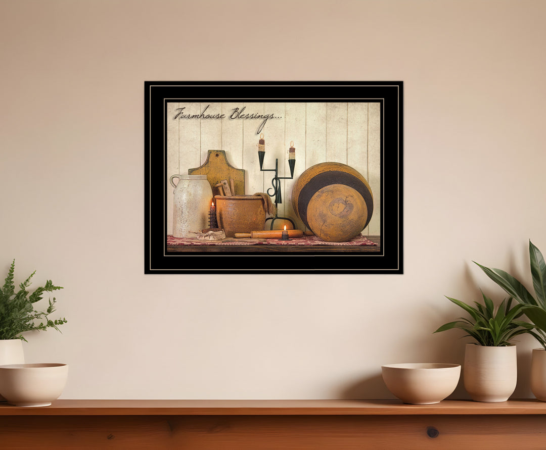 Farmhouse Blessings 3 Black Framed Print Kitchen Wall Art