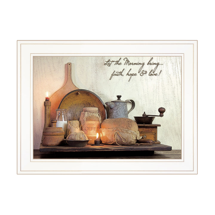 Faith Hope and Love 1 White Framed Print Kitchen Wall Art