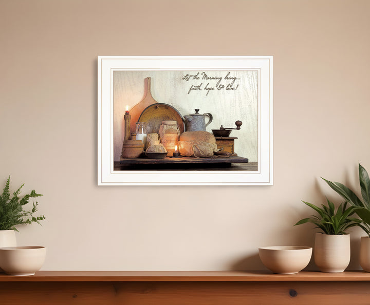 Faith Hope and Love 1 White Framed Print Kitchen Wall Art