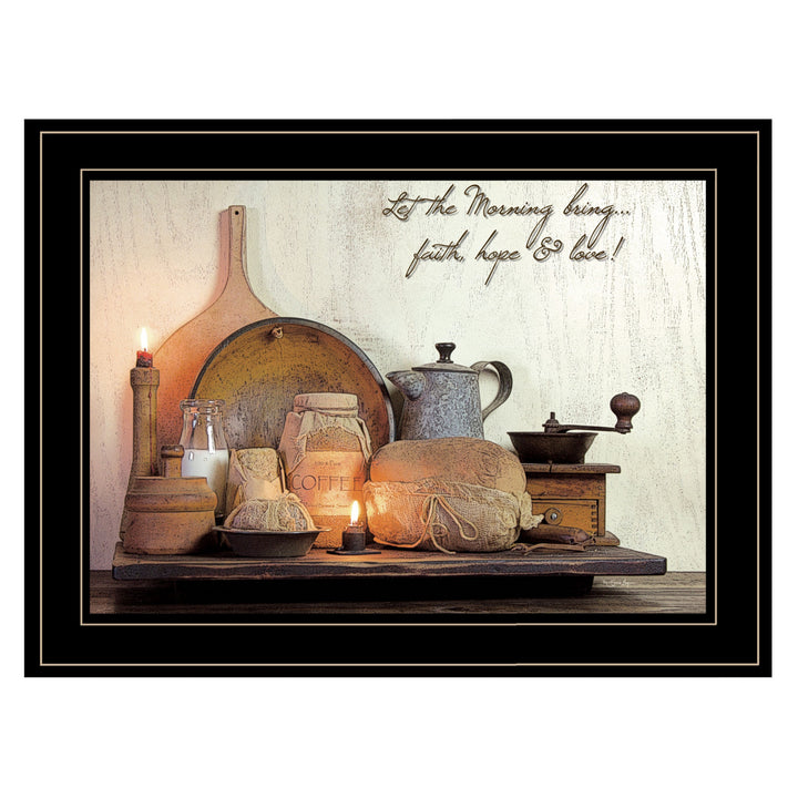 Faith Hope and Love 2 Black Framed Print Kitchen Wall Art