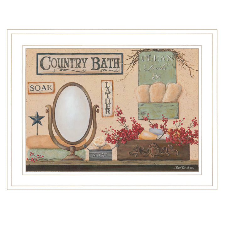 Country Bath 11 White Framed Print Bathroom Wall Art