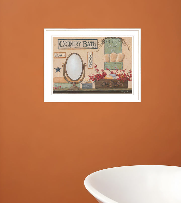 Country Bath 11 White Framed Print Bathroom Wall Art