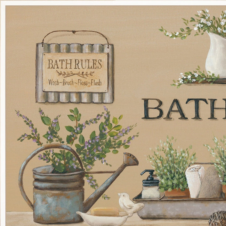 Farmhouse Bath White Framed Print Bathroom Wall Art