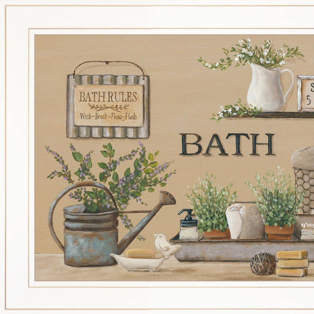 Farmhouse Bath White Framed Print Bathroom Wall Art