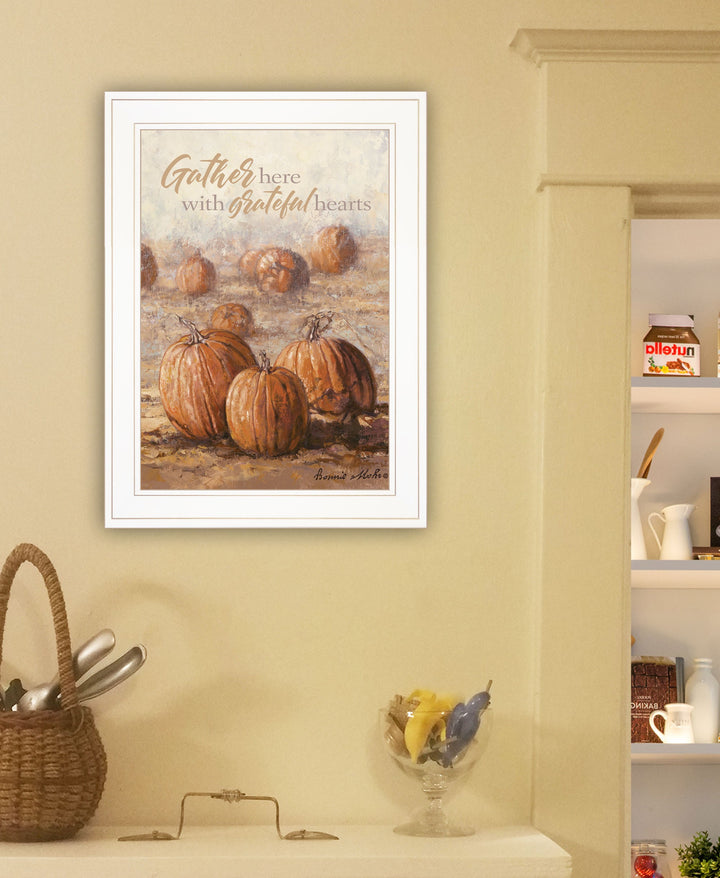 Gather Here with Grateful Hearts 1 White Framed Print Wall Art