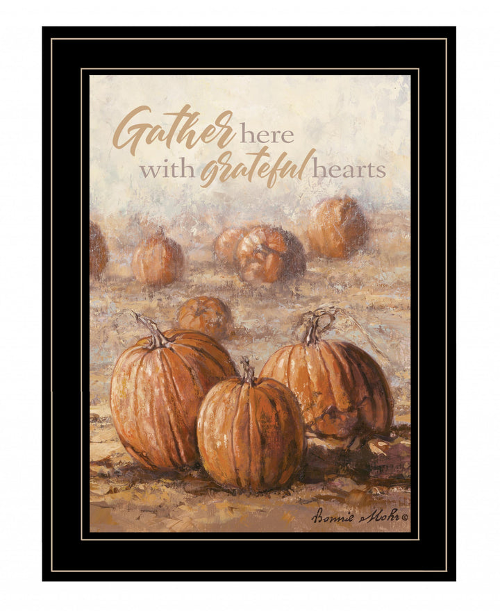 Gather Here with Grateful Hearts 2 Black Framed Print Wall Art