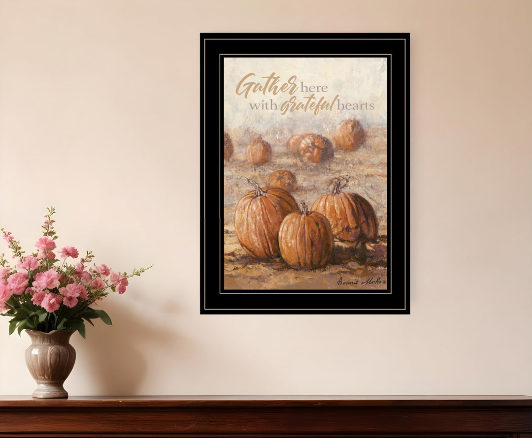 Gather Here with Grateful Hearts 2 Black Framed Print Wall Art